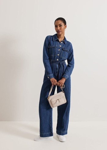 Phase Eight Avalon Denim Utility Jumpsuit Dark Wash Australia | PR9316502